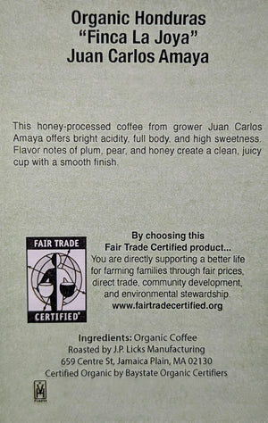 100% Organic Fair Trade Honduras "Finca La Joya" Juan Carlos Amaya Honey