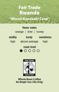 100% Fair Trade Rwanda "Misozi Kopakaki Coop"